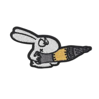 Imagem de Ruoming 1 peça de adesivos de animais com gancho e laço bordado tático militar nacional (coelho de batalha 3)