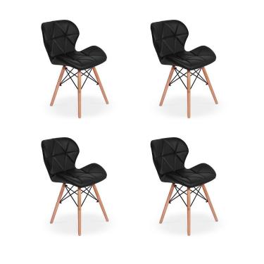 Imagem de Kit 04 Cadeiras Charles Eames Eiffel Slim Wood Preta