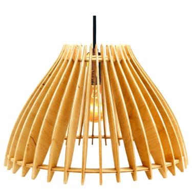 Imagem de Luminária Teto Tipo Pendente Em Mdf Aruanã Completa - Cor:mdf Cru