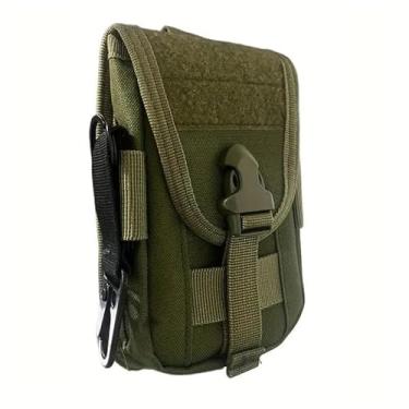 Imagem de Bolsa tática para celular Molle, coldre para smartphone, bolsa utilitária portátil EDC, porta-cartões, organizador, pacote de segurança resistente, adequado para cinto de cintura, verde, 10 x 16,7 cm