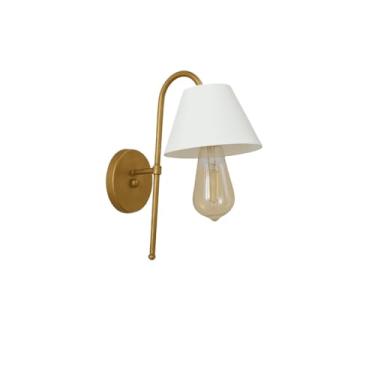 Imagem de Luminária de Parede Arandela Slim Cúpula Injetada Escritório Abajur de Cabeceira Quarto Recepção(DOURADO/BRANCO)