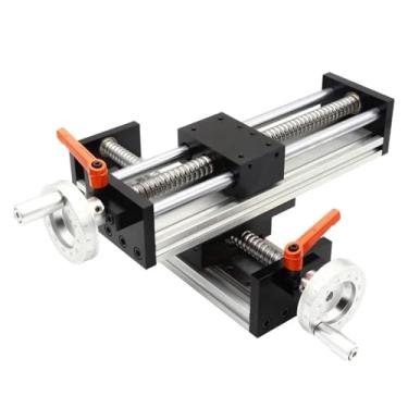 Imagem de Eixo XY Parafuso de esfera guia linear trilho de movimento deslizante CNC eixo linear manual módulo atuador mesa traço ferramenta de gravação de viagem (com escala a laser, 100 x 300)