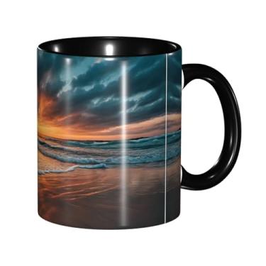 Imagem de Zeraoke Canecas de café criativas com estampa de ondas de praia, personalizadas, presente para família, tamanho de 325 ml, unissex