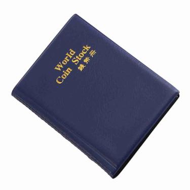 Imagem de Livro de coleção 120 bolsos 10 páginas pequeno porta-dinheiro álbum para bonés medalhões colecionadores (azul)