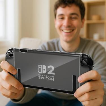 Imagem de Dockable Clear Case for Nintendo Switch 2 (2025) – Slim Protective Cover with Hard PC Back & Soft TPU Grip