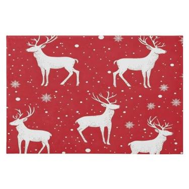 Imagem de CEBUGI Tapete de área 60 x 90 cm macio lavável tapete antiderrapante com suporte de borracha tapetes de área de alce de Natal para sala de estar, quarto, decoração de casa