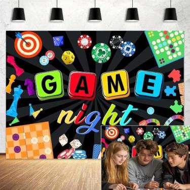 Imagem de Decoração noturna de jogo de tabuleiro de 3,5 x 2,5 m, decoração noturna para crianças, adultos, jogo de cartas de xadrez, fundo de jogador, aniversário, banner, cabine de fotos, adereços