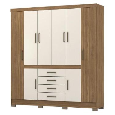 Imagem de Guarda Roupa Casal New Realce 8 Portas E 4 Gavetas Amêndola Off White - Demóbile Amêndola Off White