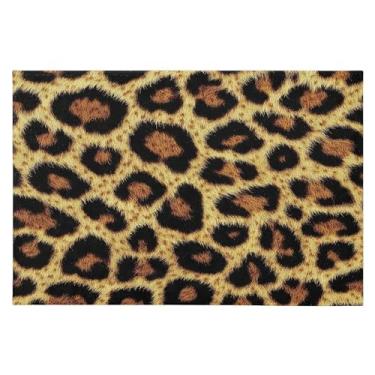 Imagem de CEBUGI Tapete de área 60 x 90 cm, macio, lavável, antiderrapante, com revestimento de borracha, estampa de leopardo, para sala de estar, quarto, decoração de casa