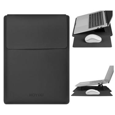 Imagem de HoYiXi Capa para laptop de 15,6 polegadas de couro PU com suporte compatível com MacBook Pro 16/15,4 polegadas, MacBook Pro 15, Mac Air 15/Dell, Matebook, Asus, bolsa para laptop de 15 a 16 polegadas