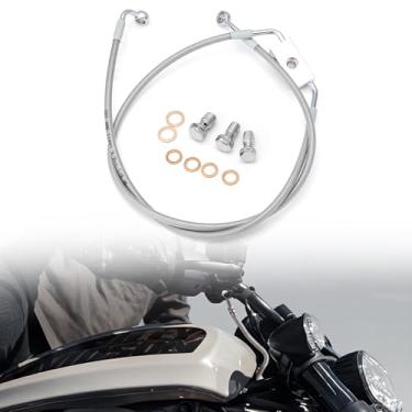 Imagem de TIGERSGATE Linha de freio frontal ABS de 30,5 cm (disco frontal único) para Harley 2012-2017 Dyna e modelos 2014-2024 sportster xg, cromada