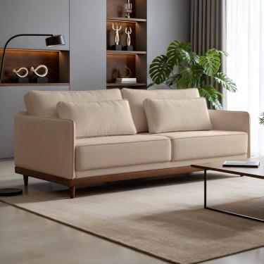 Imagem de Sofá 2 Lugares Base em Madeira Maciça Artheus Bege