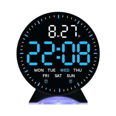 Imagem de Relógio Despertador Digital LED Com 8 Cores, Duplo Alarme, Dimmer Auto