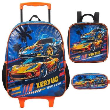 Imagem de Kit Mochila de Rodinha Lancheira Estojo Xeryus Carros-Masculino