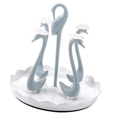 Imagem de Cryfokt Suporte de Copo de Cisne Bandeja de Gotejamento Giratória Elegante Suporte de Escorredor de Caneca de Plástico para Cozinha Moderna, Rack de Secador de Caneca de Drenagem Rápida para Cozinha