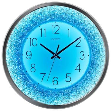 Imagem de OCEST Relógio de parede luminoso prateado de 30,5 cm
