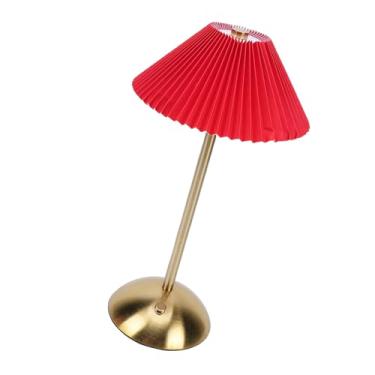 Imagem de ASHATA Abajur Plissado, Abajures Sem Fio Recarregáveis, Mesa de Cabeceira Moderna, Luz Noturna Com Toque de Escurecimento Com Base de Metal, para Mesa de Quarto, Berçário, Sala de Estar (Estilo2)