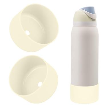 Imagem de BKBY 2 peças de bota de silicone para garrafa de água, compatível com Owala 680 g 947 g 1,134 g, capa protetora antiarranhões e antiamassados sem ruído para garrafas de água FreeSip/Twist/Flip (branco