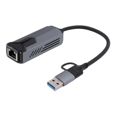 Imagem de VBESTLIFE Adaptador Ethernet 5G USB 3.0, 2 Em 1 USB A Tipo C para 5 Gbps Placa de Rede RJ45 Conversor LAN para PC Laptop