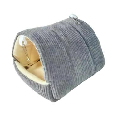 Imagem de Generic de inverno quentinho para pássaros, cama aconchegante em forma de tenda, rede suspensa para pendurar, acessórios para gaiola de animais de, Cinza