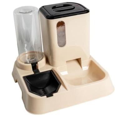 Imagem de Kit Bebedouro e Comedouro Automático para Cachorro e Gato 1L Premium Reforçado – Alimentador Pet Prático(BEGE)