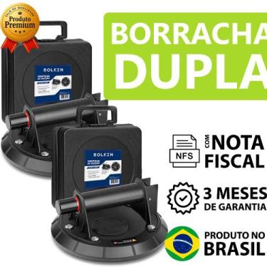 Imagem de Kit 2 Ventosa Porcelanato Vidro Com Borracha Dupla Sucção Forte 200kg 