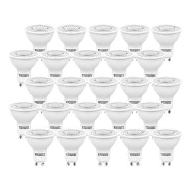 Imagem de Kit 25 Lâmpada Led Dicroica Mr16 Gu10 7w 4000k Luz Neutra Bivolt - Tas