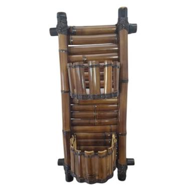 Imagem de Suporte Parede p Plantas em Bambu Floreira Dupla Torre Junco