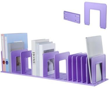 Imagem de LuluEasy Organizador de arquivos vertical ajustável, suporte de arquivo vertical expansível de plástico resistente, organizador de fichário de mesa, divisor de estante para organização de escritório