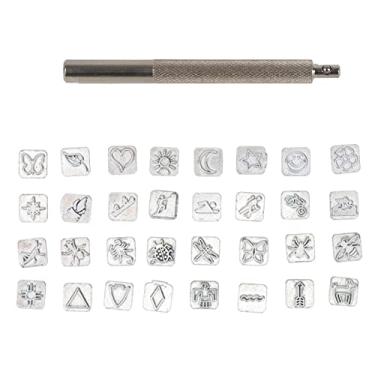 Imagem de MUNEFE Perfurador de carimbo de couro animal, conjunto de ferramentas de carimbo de couro, perfurador de carimbo de couro de planta animal para impressão de vários padrões (32