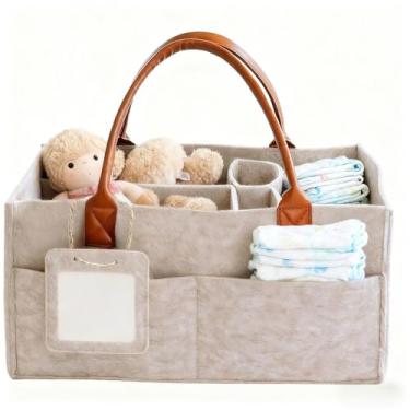 Imagem de Organizador de fraldas para bebês, cesta grande de armazenamento de berçário para meninos e meninas, presente para chá de bebê