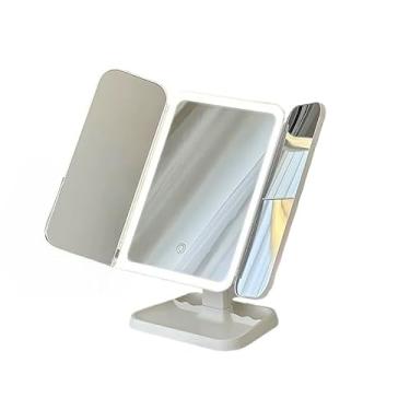 Imagem de Espelho De Maquiagem DobráVel Espelho De Led IluminaçãO VestiáRio Viagem Maquiagem Reabastecimento DisponíVel FáCil De Usar PráTico Para Transportar(BRANCO)