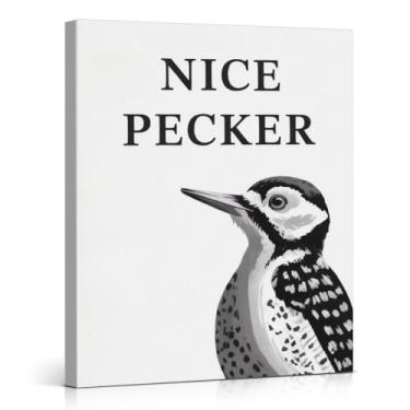 Imagem de Pecker Bird Engraçado Tela de Banheiro Impressão de Arte de Parede Higiênico Bom Pecker Poster Imagem Engraçada Casa Banheiro Decoração de Parede 20 x 25 cm Emoldurado