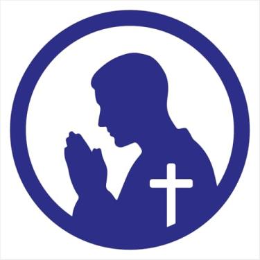 Imagem de Adesivo de Recorte - Fé Silhueta Homem Rezando - Decoração Religiosa para Parede Lisa, portas, carros, notebooks (AZUL MARINHO, 32X32 CM)