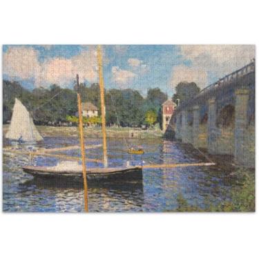 Imagem de Quebra-cabeças personalizados Pont Argenteuil Claude Monet para adultos, 1000 peças, natureza, engraçado, jogo de quebra-cabeça, cenário, paisagem, arte, 75 x 40 cm