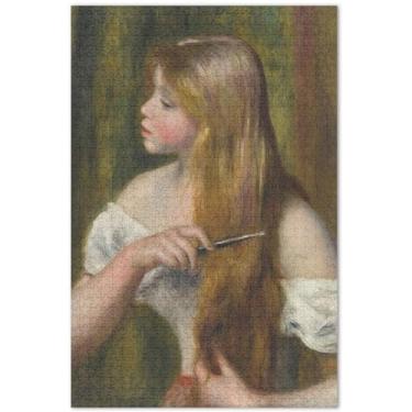 Imagem de Auguste Renoir Prints Beauty Lady Puzzles 500 peças para presentes de elefante branco engraçado exclusivo quebra-cabeça jogo de brinquedo obra de arte, 20,5 x 14,9 polegadas