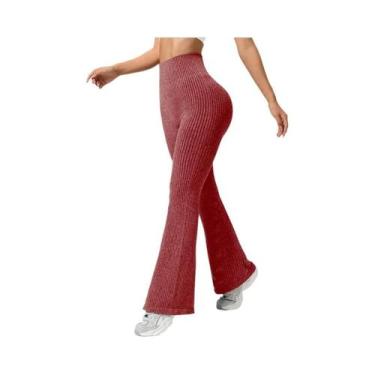Imagem de Calças Flare Sem Costura De Cintura Alta Para Mulheres, Elásticas, Com
