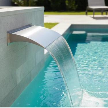 Imagem de Cascata Inox Wave 30x20 Piscina  Cano 50mm  Modelo Parede - VInox