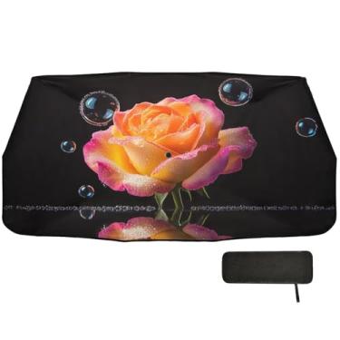 Imagem de Persianas de janela de carro com bolhas de água rosa para para-brisa frontal proteção de isolamento térmico para janela frontal para carro guarda-chuva de carro de 147 x 75 cm