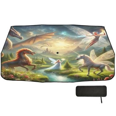 Imagem de Guarda-sol Unicórnios Pegasus para para-brisas de carro, proteção completa para para-brisas de carro 147 x 75 cm