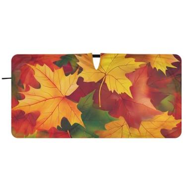 Imagem de Toldo de sol personalizado com folhas de bordo vibrantes brilhantes para para-brisa de carro dobrável para-brisa frontal floral animal, 76 cm x 149 cm