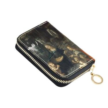 Imagem de Carteiras de couro com bloqueio de RFID para mulheres, carteira masculina pequena com bolso para moedas Leonardo da Vinci Virgin Rocks