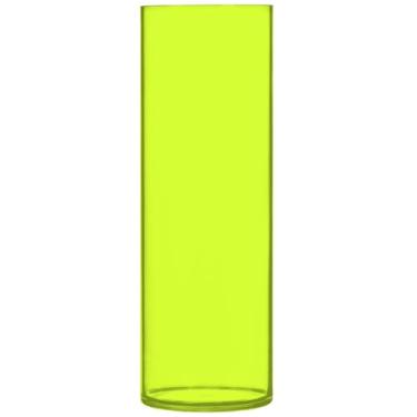 Imagem de Vaso de flores grande de limão amarelo fluorescente, vasos cilíndricos decorativos para flores, decoração de casa moderna exclusiva, 30 cm x 9,9 cm