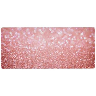 Imagem de Mouse pad para jogos com textura brilhante ouro rosa para uso em jogos e escritório, mouse pads longos para mesa, 80 x 30 cm, superfície lisa e antiderrapante