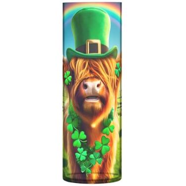 Imagem de Engraçado Highland Cow St Patricks Vaso de flores cilíndrico para mesa, vasos de outono grandes, de plástico, floral, moderno, decoração de quarto, 30 cm x 9,9 cm