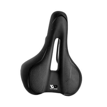 Imagem de Colaxi Selim de bicicleta de montanha, assento de bicicleta em couro PU macio com assento de espuma para ciclismo e exercícios, Preto