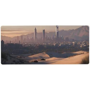 Imagem de Tapete de mouse com horizonte da Arábia Saudita para jogos e uso no escritório, mouse pad grande, 90 x 40 cm, superfície lisa e antiderrapante