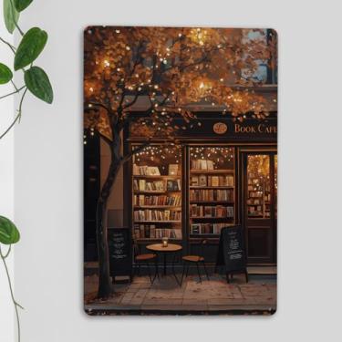 Imagem de Presentes de arte de parede vintage de outono para amantes de livros livros impressão de arte para livraria doméstica café cafeteria biblioteca quarto decoração de casa nova casa presentes de