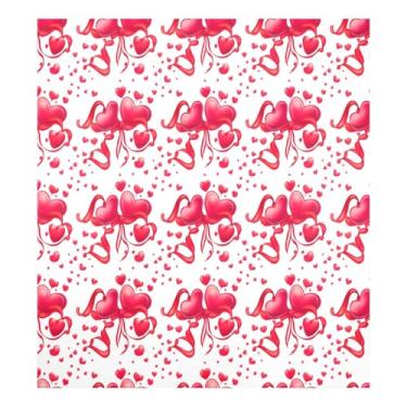 Imagem de CEBUGI Fitas vermelhas corações capa de ímã de lava-louças decorativas capas de porta de lava-louças 58 x 66 cm decalque de painel de geladeira para decoração de cozinha doméstica