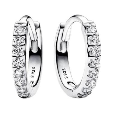 Imagem de Brincos De Argola Femininos Em Prata 925 Com Pingente Em Forma De Cora